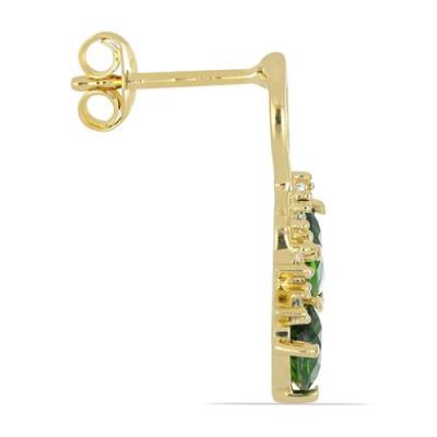 BUY STERLING SILVER REAL CHROME DIOPSIDE GEMSTONE CLASSIC EARRINGS – GOLD PLATED DESIGN | JEWELPIN